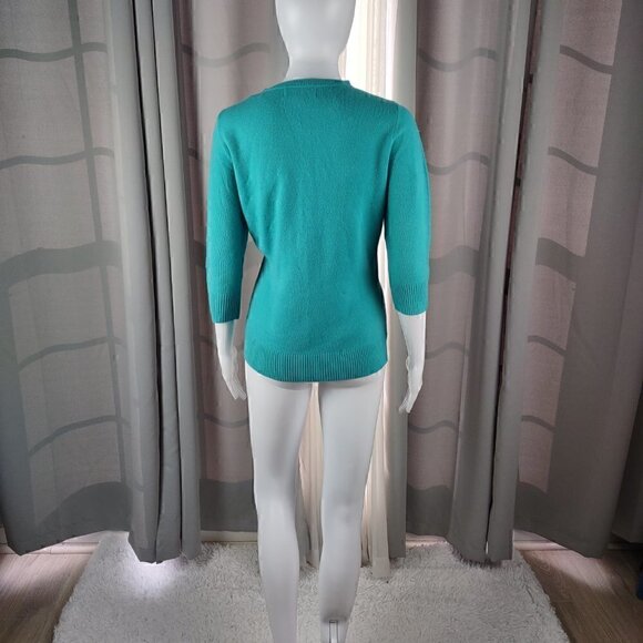 Karen Scott Women's 3/4 Sleeve Teal Pullover Sweater Size Small - Picture 3 of 11